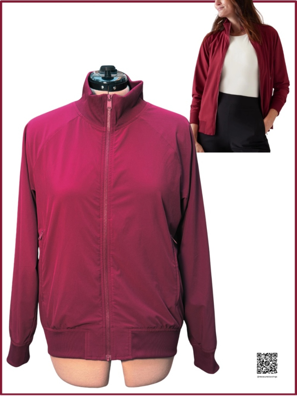 Large EUC - Athleta - Brooklyn Bomber - Cranberry